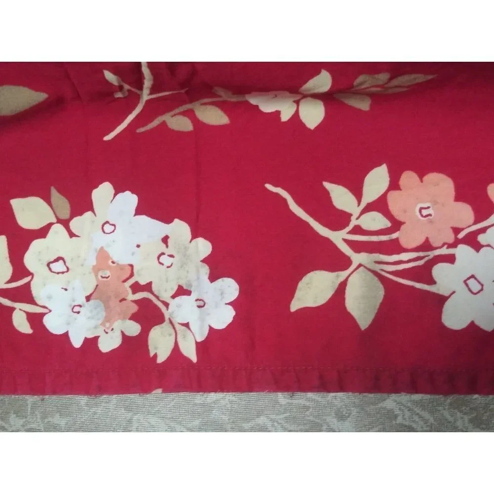Woolrich 100% COTTON RED shower curtain floral bathroom curtain FLAW 71x72 HTF